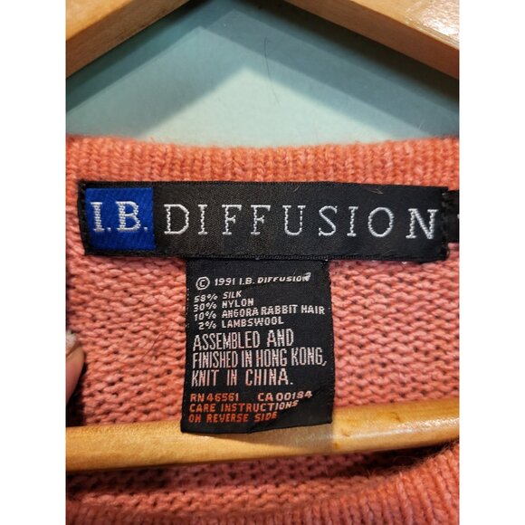 Vtg IB Diffusion Silk Angora Wool Pink Brown Embroidered Beaded Tunic Sweater S - Picture 6 of 7